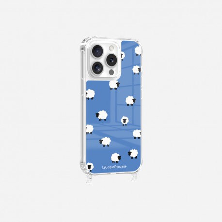 Coque iPhone 14 Pro avec anneau glossy transparente Moutons Design La Coque Francaise.