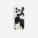 Coque iPhone 14 Pro avec anneau glossy transparente Vache noire Design La Coque Francaise.