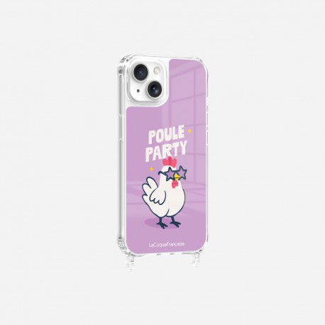 Coque iPhone 13 avec anneau glossy transparente Poule party Design La Coque Francaise.