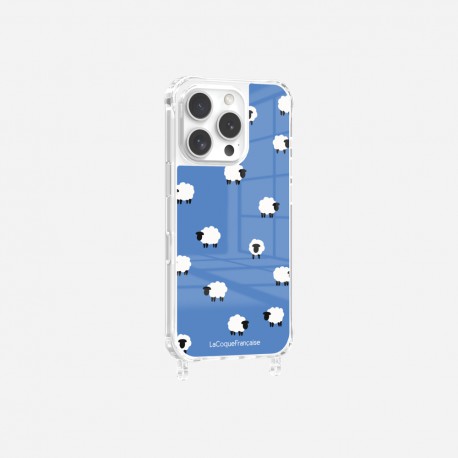 Coque iPhone 16 Pro avec anneau glossy transparente Moutons Design La Coque Francaise.