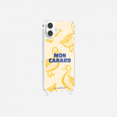 Coque iPhone 16 Plus avec anneau glossy transparente Mon canard Design La Coque Francaise.