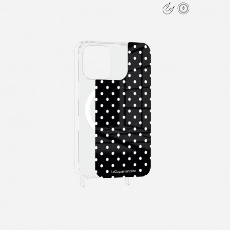 Plaque magnetique iPhone 16 Pro Max Pois blanc La Coque Francaise.