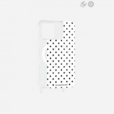 Plaque magnetique iPhone 16 Pro Max Pois noir La Coque Francaise.