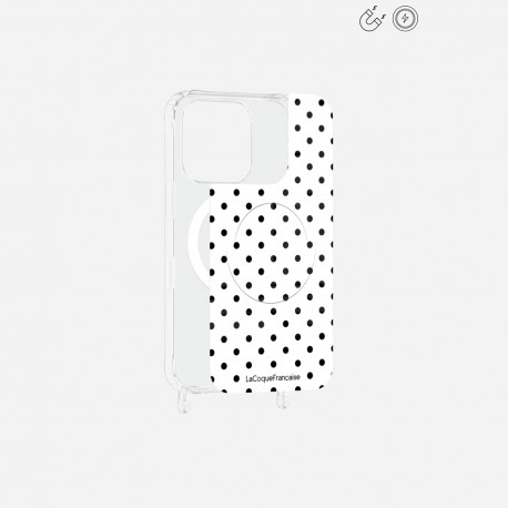 Plaque magnetique iPhone 16 Pro Pois noir La Coque Francaise.