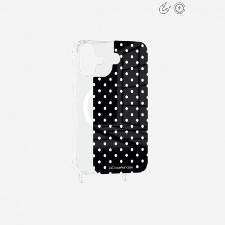 Plaque magnetique iPhone 16 Plus Pois blanc La Coque Francaise.