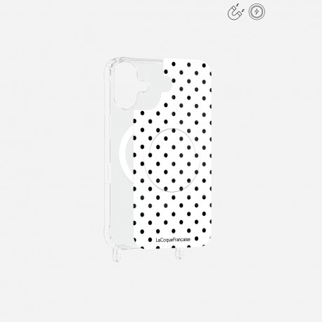 Plaque magnetique iPhone 16 Plus Pois noir La Coque Francaise.