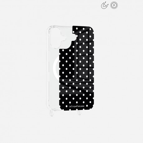 Plaque magnetique iPhone 16 Pois blanc La Coque Francaise.