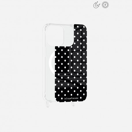Plaque magnetique iPhone 15 Pro Max Pois blanc La Coque Francaise.