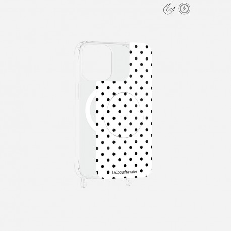 Plaque magnetique iPhone 15 Pro Max Pois noir La Coque Francaise.