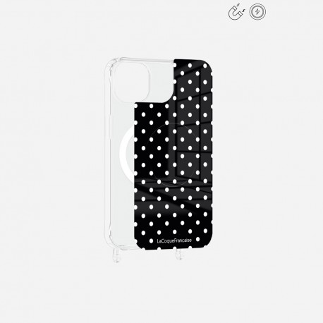 Plaque magnetique iPhone 15 Plus Pois blanc La Coque Francaise.
