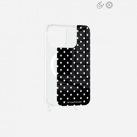 Plaque magnetique iPhone 14 Pro Max Pois blanc La Coque Francaise.