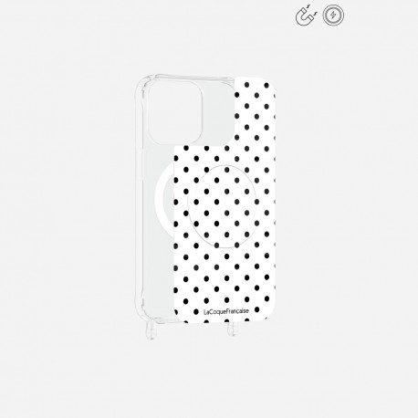 Plaque magnetique iPhone 14 Pro Max Pois noir La Coque Francaise.
