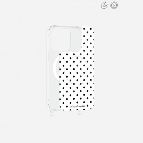 Plaque magnetique iPhone 14 Pro Pois noir La Coque Francaise.