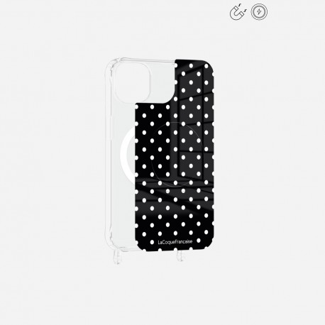 Plaque magnetique iPhone 14 Plus Pois blanc La Coque Francaise.