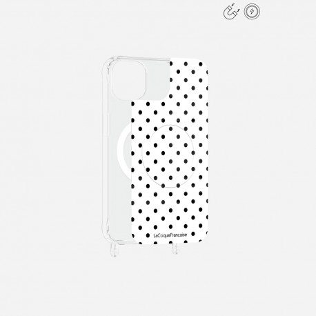 Plaque magnetique iPhone 14 Plus Pois noir La Coque Francaise.