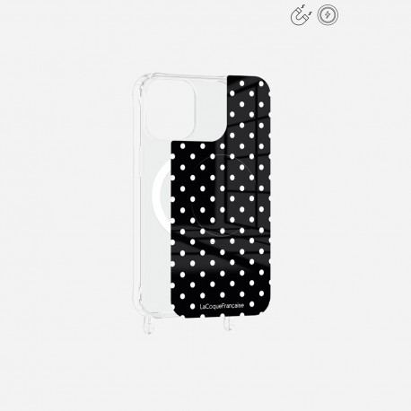 Plaque magnetique iPhone 13 Pro Max Pois blanc La Coque Francaise.