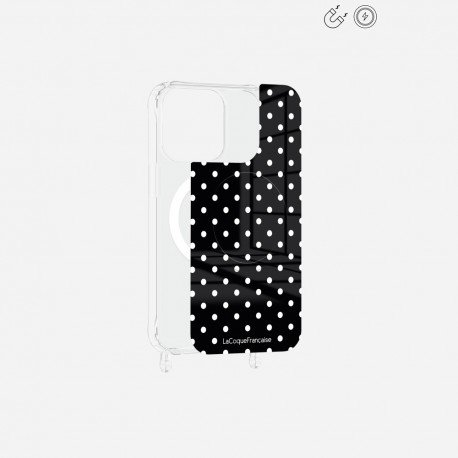 Plaque magnetique iPhone 13 Pro Pois blanc La Coque Francaise.