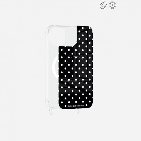 Plaque magnetique iPhone 13
 Pois blanc La Coque Francaise.