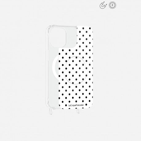 Plaque magnetique iPhone 12 Pro Max Pois noir La Coque Francaise.