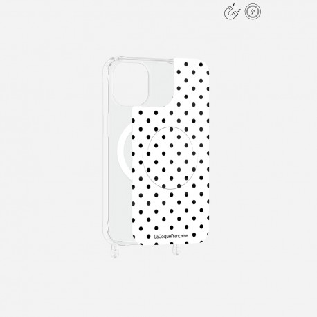 Plaque magnetique iPhone 12/12 Pro Pois noir La Coque Francaise.