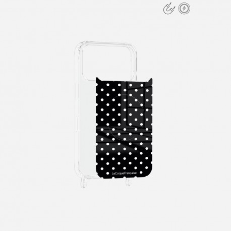 Plaque magnetique iPhone 17 Pro Pois blanc La Coque Francaise.