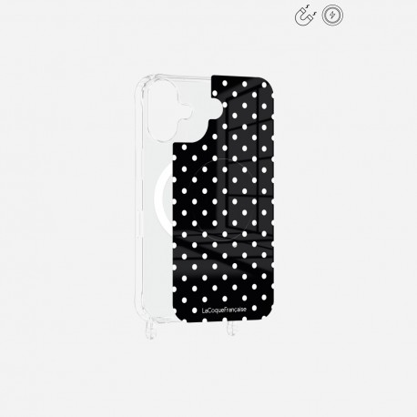 Plaque magnetique iPhone 17 Pois blanc La Coque Francaise.
