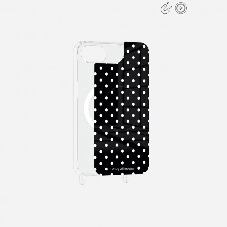 Plaque magnetique iPhone 16 E Pois blanc La Coque Francaise.