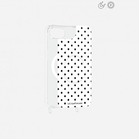 Plaque magnetique iPhone 16 E Pois noir La Coque Francaise.