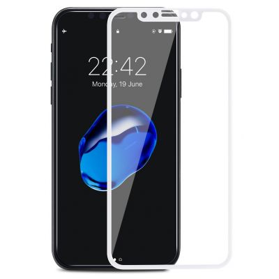 Vitre protectrice avant integrale incurvée en verre trempé pour iPhone X - Contour Blanc