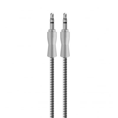 Câble 1 M auxiliaire jack 3.5 mm argent métallisé 