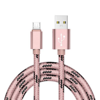 Câble USB Micro USB nylon Rose gold 2m pour pour Samsung & Wiko