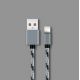 Câble USB Lightning nylon Argent 1m pour iPhone 5/5C/5S/SE/6/6S/6+/6S+/7/7+ & iPad 4/Mini/Air