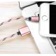 Câble USB Lightning nylon Or Rose 2m pour iPhone 5/5C/5S/SE/6/6S/6+/6S+/7/7+ & iPad 4/Mini/Air