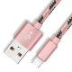 Câble USB Micro USB nylon Rose gold 2m pour pour Samsung & Wiko