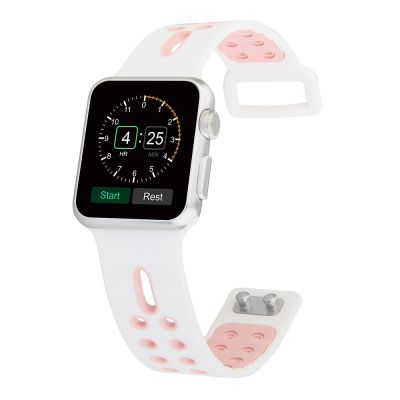 Bracelet perforé en silicone pour Apple Watch 38mm - Blanc et rose