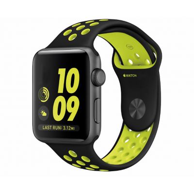 Bracelet perforé en silicone pour Apple Watch 42mm - Noir et vert