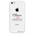 Coque iPhone 5C rigide transparente Chieuse et Amoureuse Dessin La Coque Francaise