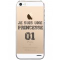 Coque iPhone 5/5S/SE rigide transparente Princesse 01 Dessin Evetane