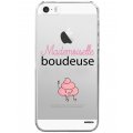 Coque iPhone 5/5S/SE silicone transparente Mademoiselle boudeuse ultra resistant Protection housse Motif Ecriture Tendance Evetane