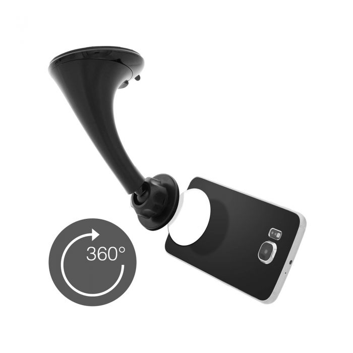 Support Voiture Fixation Ventouse Tableau de bord / Pare-brise pour  Smartphone 4,5 à 6,8 pouces, Rotatif 360° LinQ - Noir - Français