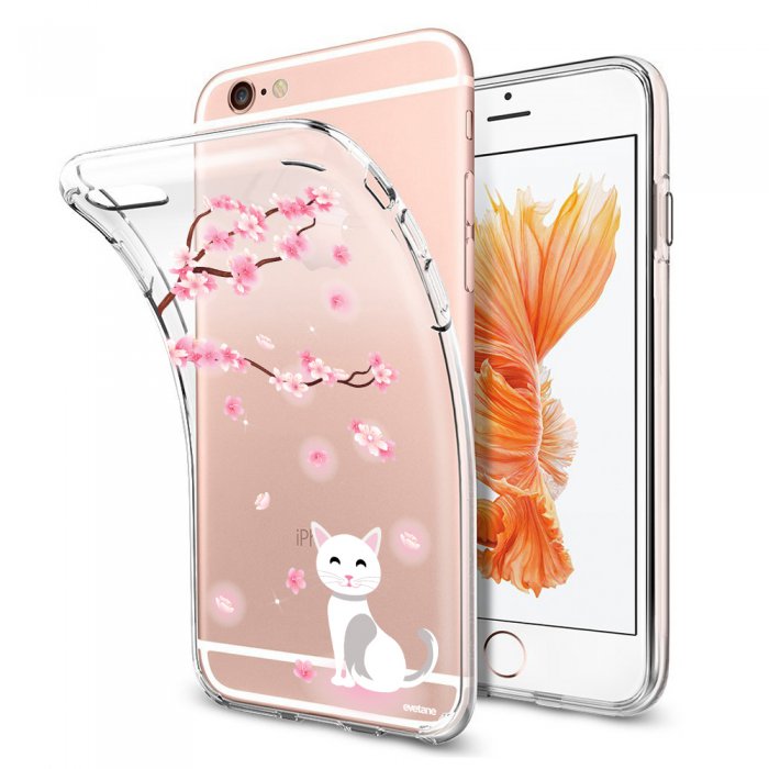 Coque Iphone 6 Plus 6s Plus Souple Transparente Chat Et Fleurs Motif Ecriture Tendance Evetane Coquediscount
