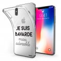 Coque iPhone X/Xs silicone transparente Bavarde Mais Adorable ultra resistant Protection housse Motif Ecriture Tendance Evetane