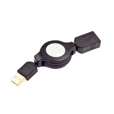 Câble rétractable de charge et de synchronisation noir pour iPhone 3G / 3GS / 4 / 4S / iPod / iPad