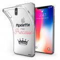 Coque iPhone X/Xs silicone transparente Pipelette mais princesse ultra resistant Protection housse Motif Ecriture Tendance Evetane