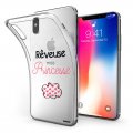 Coque iPhone X/Xs silicone transparente Rêveuse mais princesse ultra resistant Protection housse Motif Ecriture Tendance Evetane