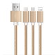 Câble USB de charge 3 en 1 compatible Micro USB, Apple Lightning, interface Type-C - Gold