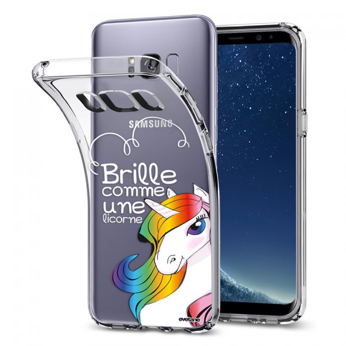 اشكال ستور Coque Samsung Galaxy S8 Plus silicone transparente Brille comme une licorne ultra resistant Protection housse Motif Ecriture Tendance Evetane - ...