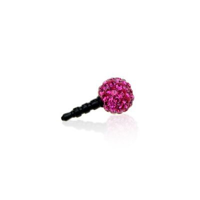 Bijoux pour mobile strass boule rose pour prise jack