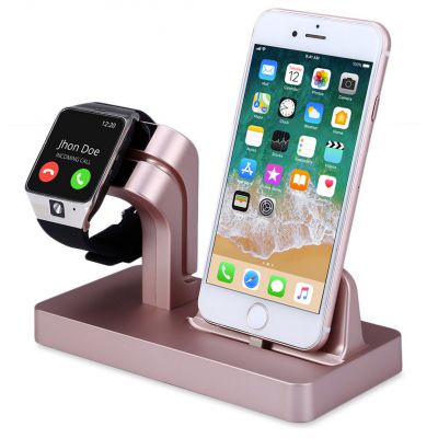 Support pour Apple Watch et iPhone - rose Gold (vendu sans la montre et le téléphone)