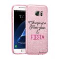Coque souple paillettes Samsung Galaxy S7 souple rose Champ et Fiesta Motif Ecriture Tendance La Coque Francaise